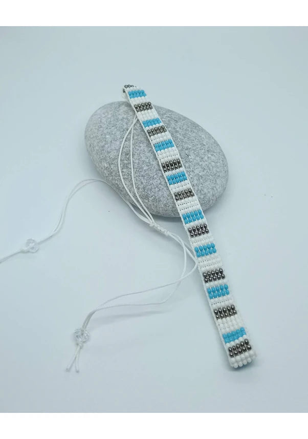 Bileklik kum boncuk üç renk dokuma