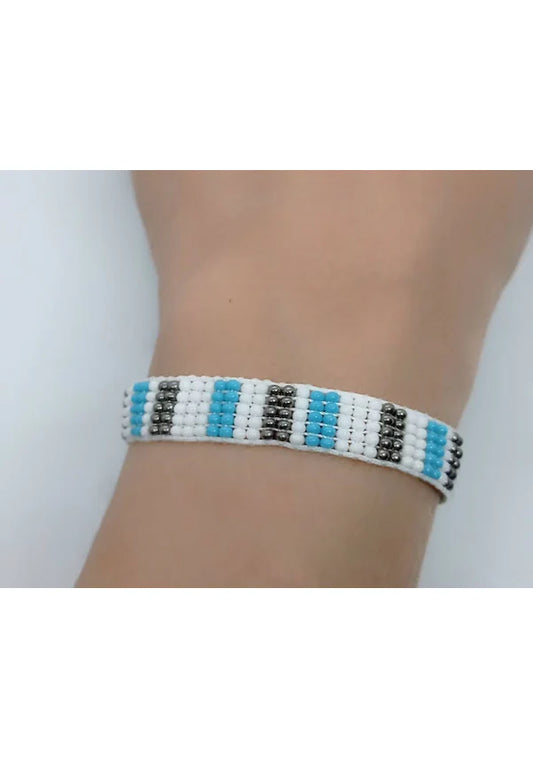 Bileklik kum boncuk üç renk dokuma